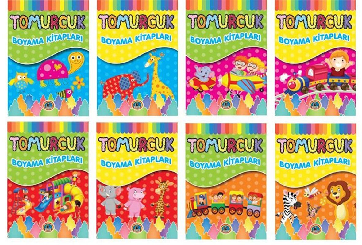 Tomurcuk Boyama Kitapları (8 Kitap Takım)-Korunaklı Poşetle