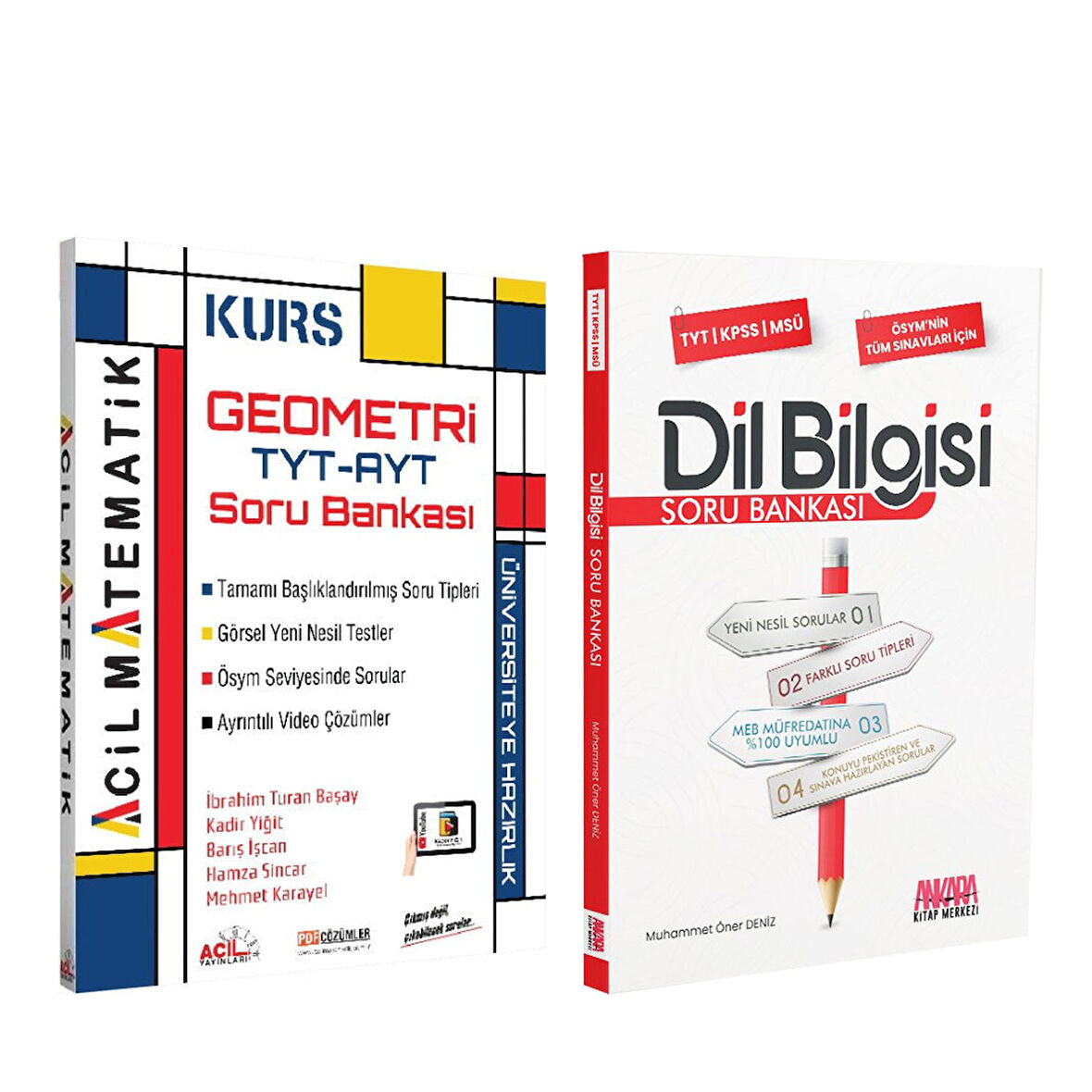 Acil Yayınları TYT AYT Geometri KURS ve AKM Dil Bilgisi Soru Bankası Seti 2 Kitap