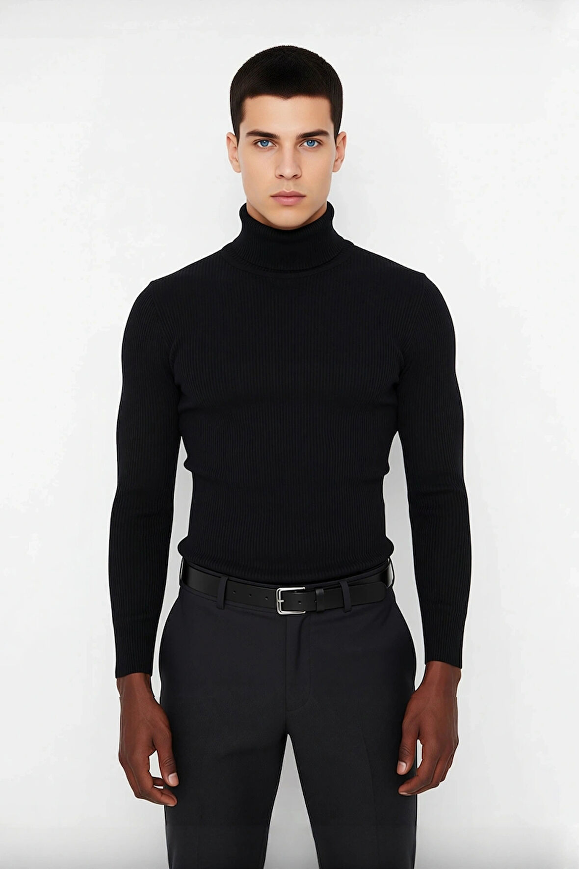 Erkek Fitted Balıkçı Yaka Fitilli Uzun Kollu Kazak Günlük Şıklığı ve Kış Konforunu Birleştirir