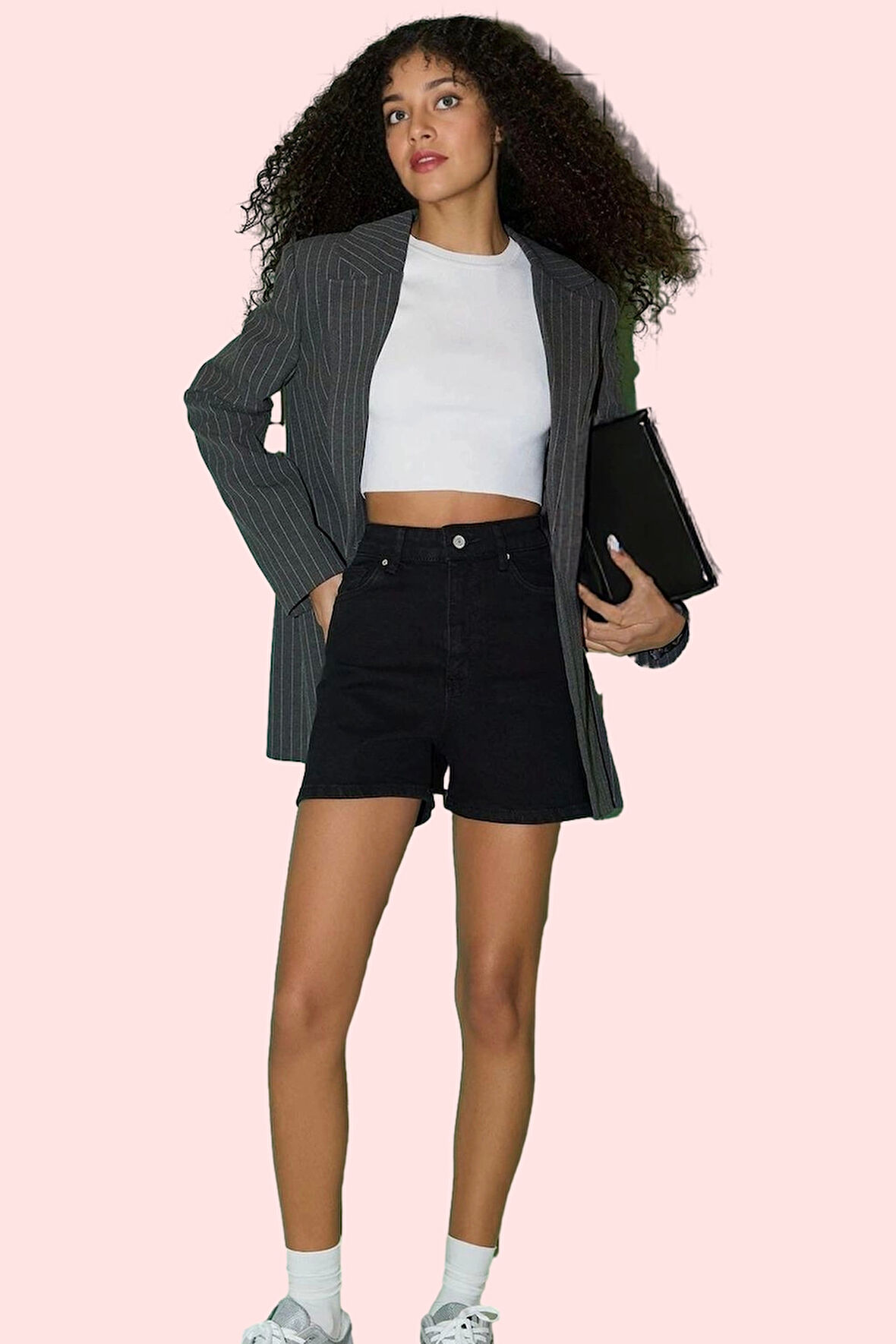 Kadın Denim Şort Yüksek Bel Boru Paça City Kalıp Rahat Günlük Hafta Sonu Dayanıklı Malzeme