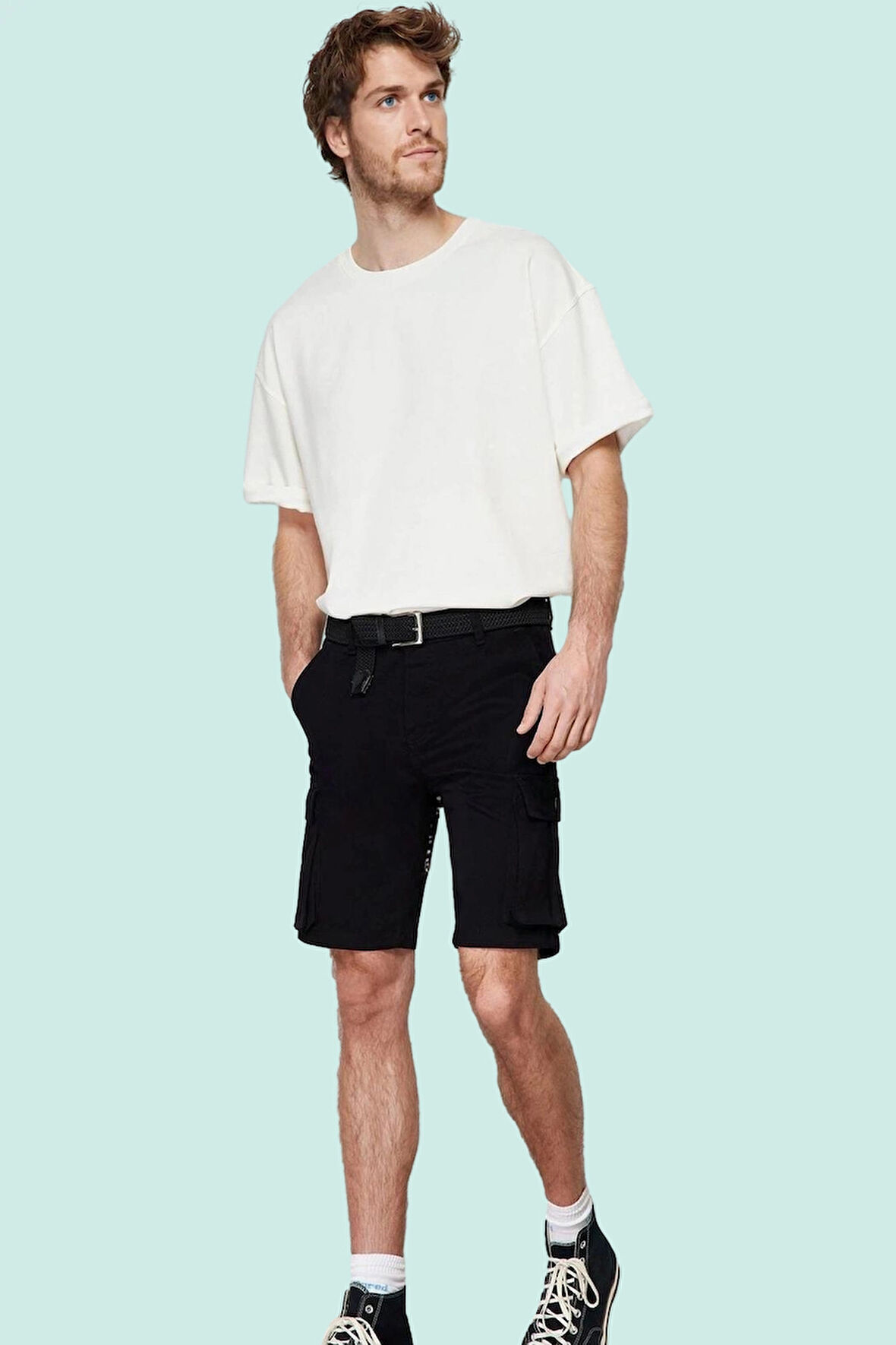 Erkek Kısa Boy Gabardin Şort Cep Detaylı Rahat Kalıp Yazlık Günlük Kullanım Modern Tasarım