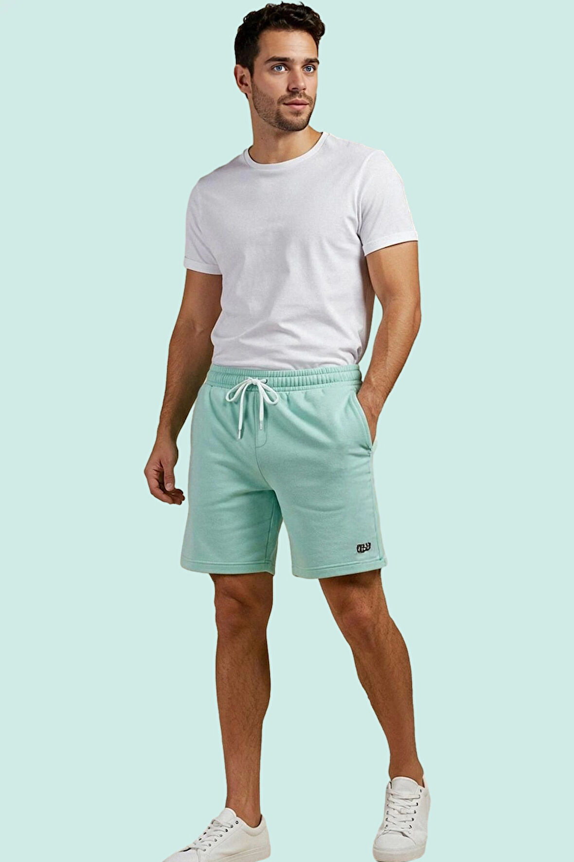 Erkek Rahat Fit Geometrik Desenli Kapri Şort Polyester Yazlık Spor Yaz Aylarının Vazgeçilmezi