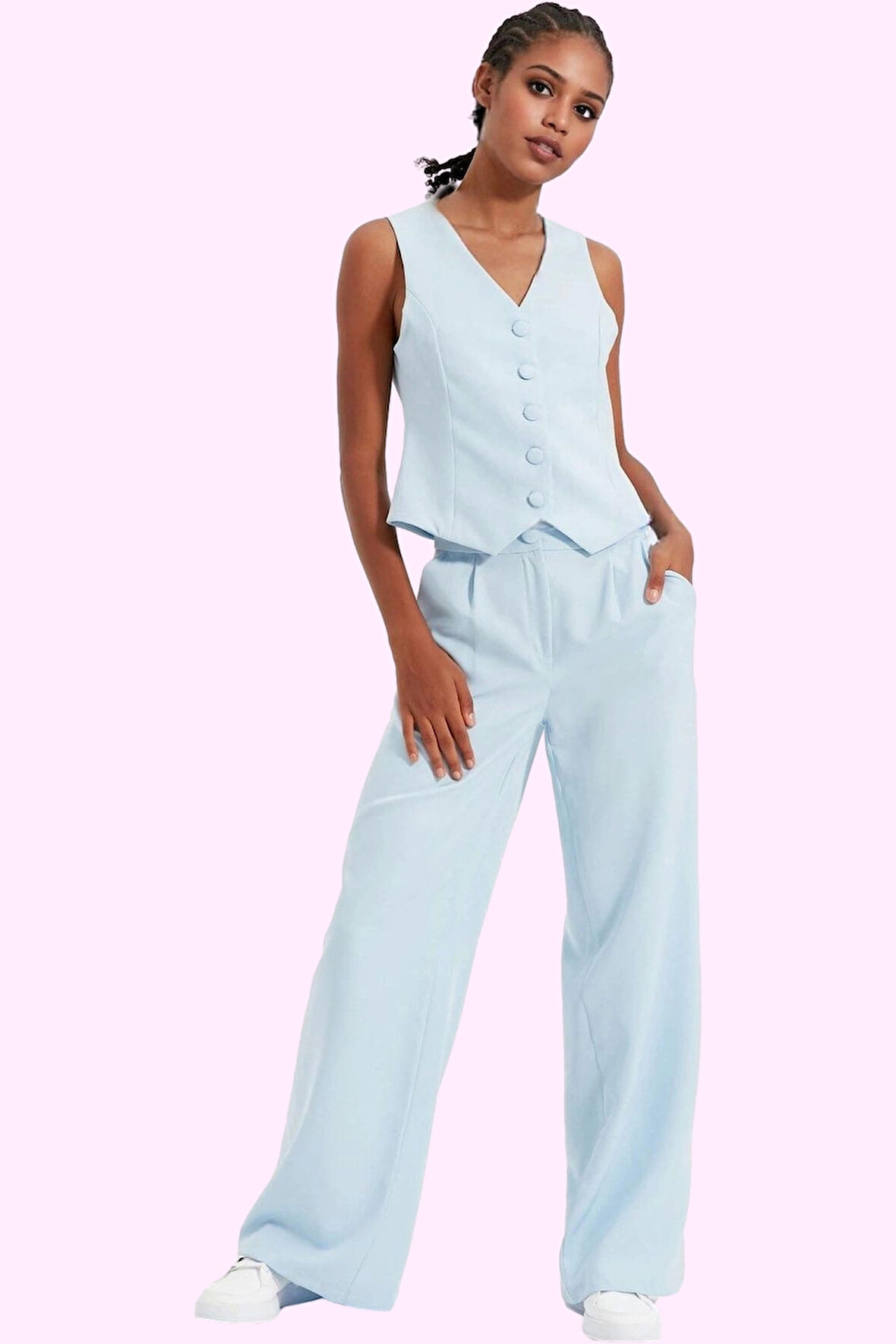 Kadın Düz Desenli Geniş Paça Pantolon Yüksek Bel Wide Leg Kesim Günlük Ve İş Modern Tasarım