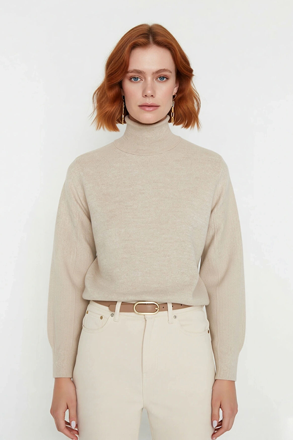 Kadın Günlük Akrilik Oversize Balıkçı Yaka Triko Kazak Konforlu Ve Şık Kış Kombinleri Kaliteli