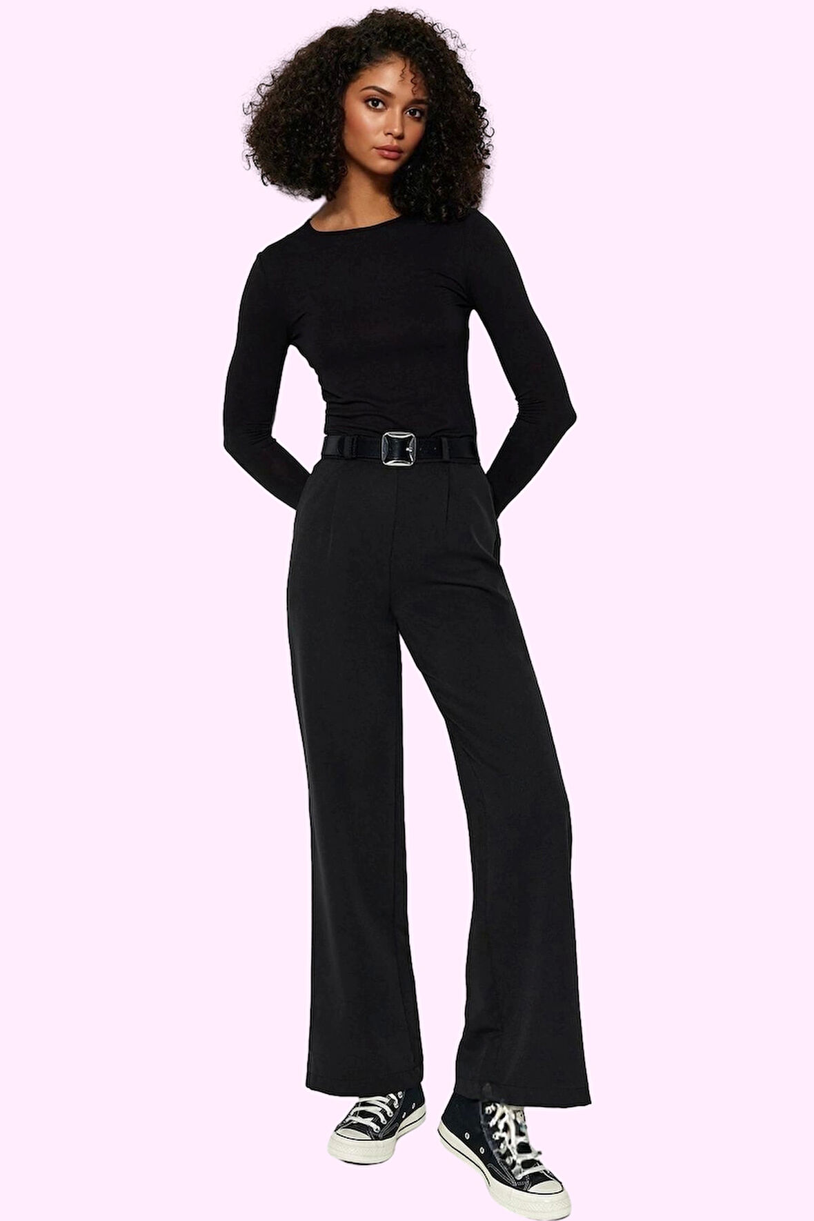 Kadın Yüksek Bel Wide Leg Pantolon Casual Dokuma Kumaş Günlük Hafta Sonu Dayanıklı Malzeme