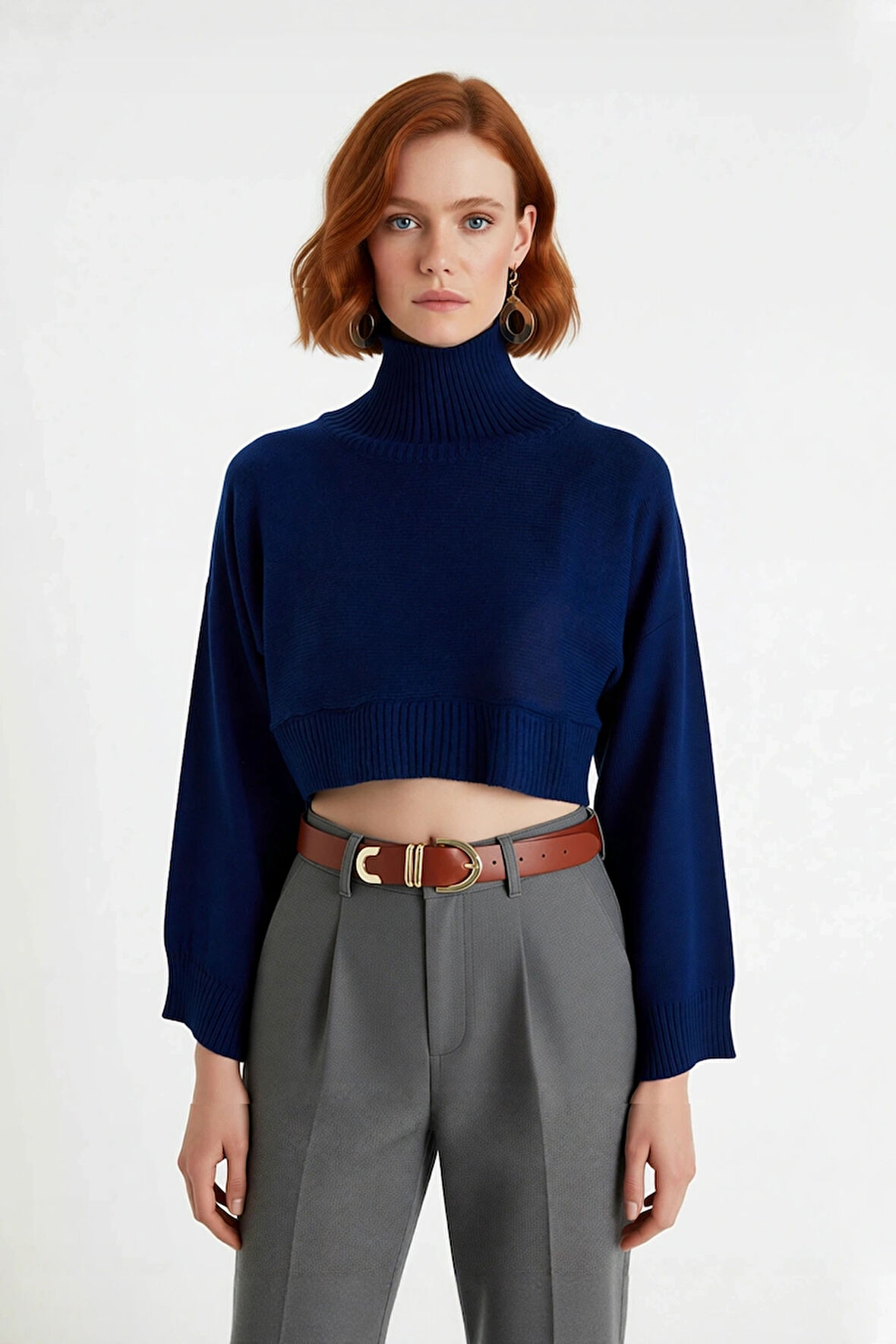 Kadın Oversize Dik Yaka Düz Akrilik Triko Kazak Basic Rahat Kış Kombinleri İçin İdeal Kaliteli