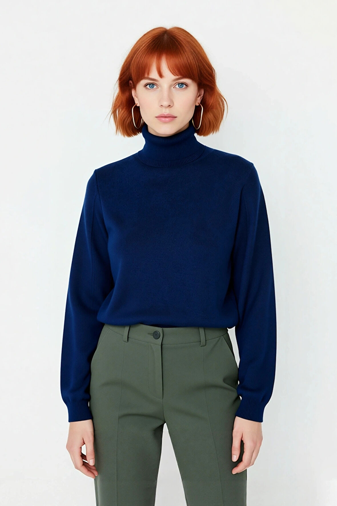 Kadın Günlük Akrilik Oversize Balıkçı Yaka Triko Kazak Konforlu Ve Şık Kış Kombinleri Kaliteli