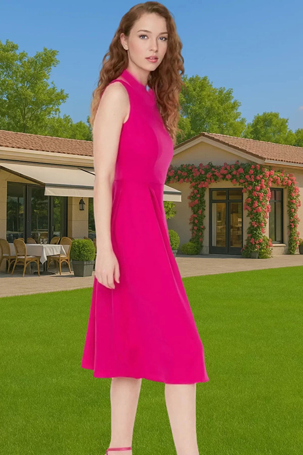 Pileli Midi Boy Elastan Dokuma Elbise Kadın Yazlık Mükemmel Uyum Premium Kalite Kaliteli İşçilik