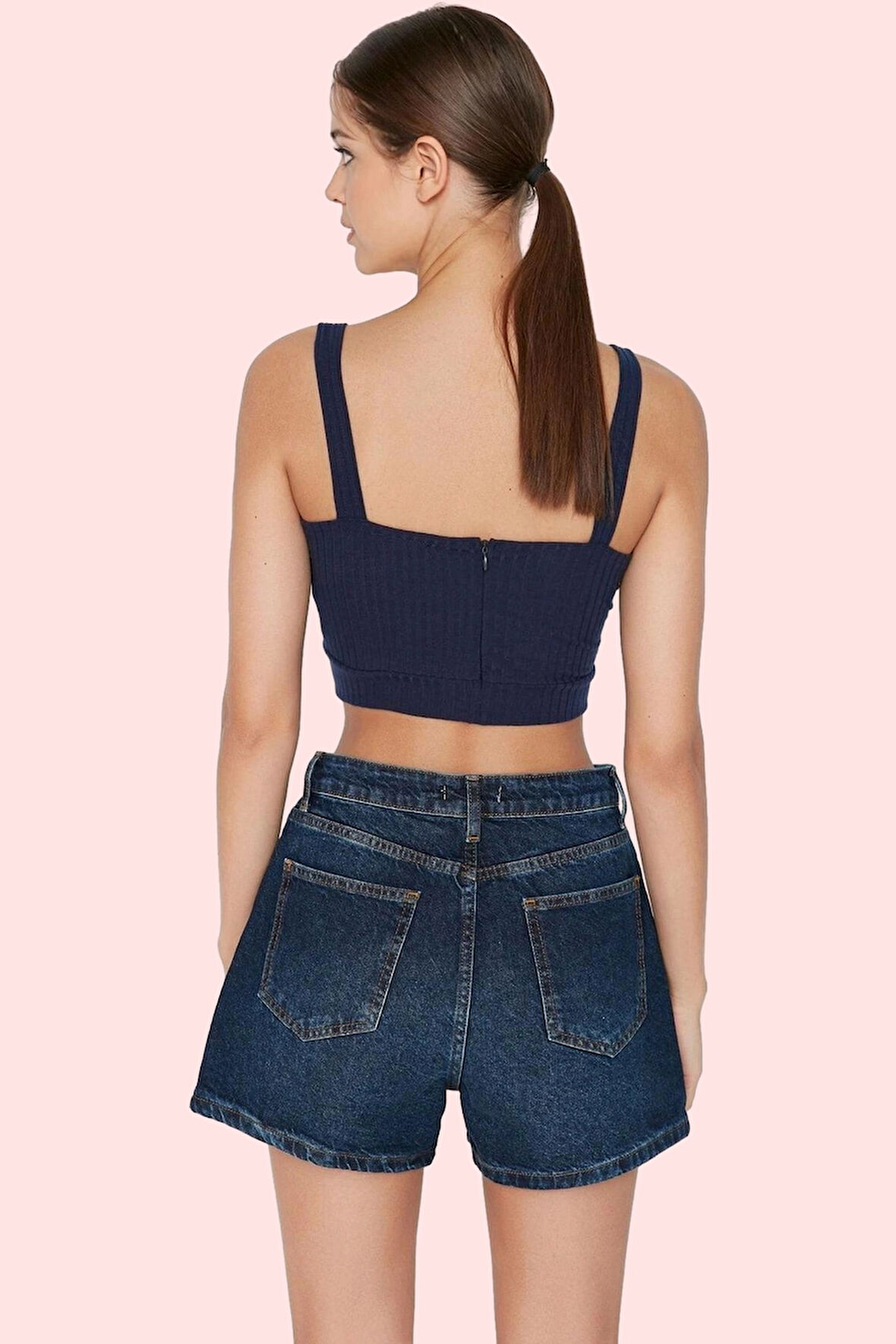 Kadın Pamuk Denim Mini Şort Düz Desen Yüksek Bel Günlük Kullanım İçin Yaz Aylarının Vazgeçilmezi