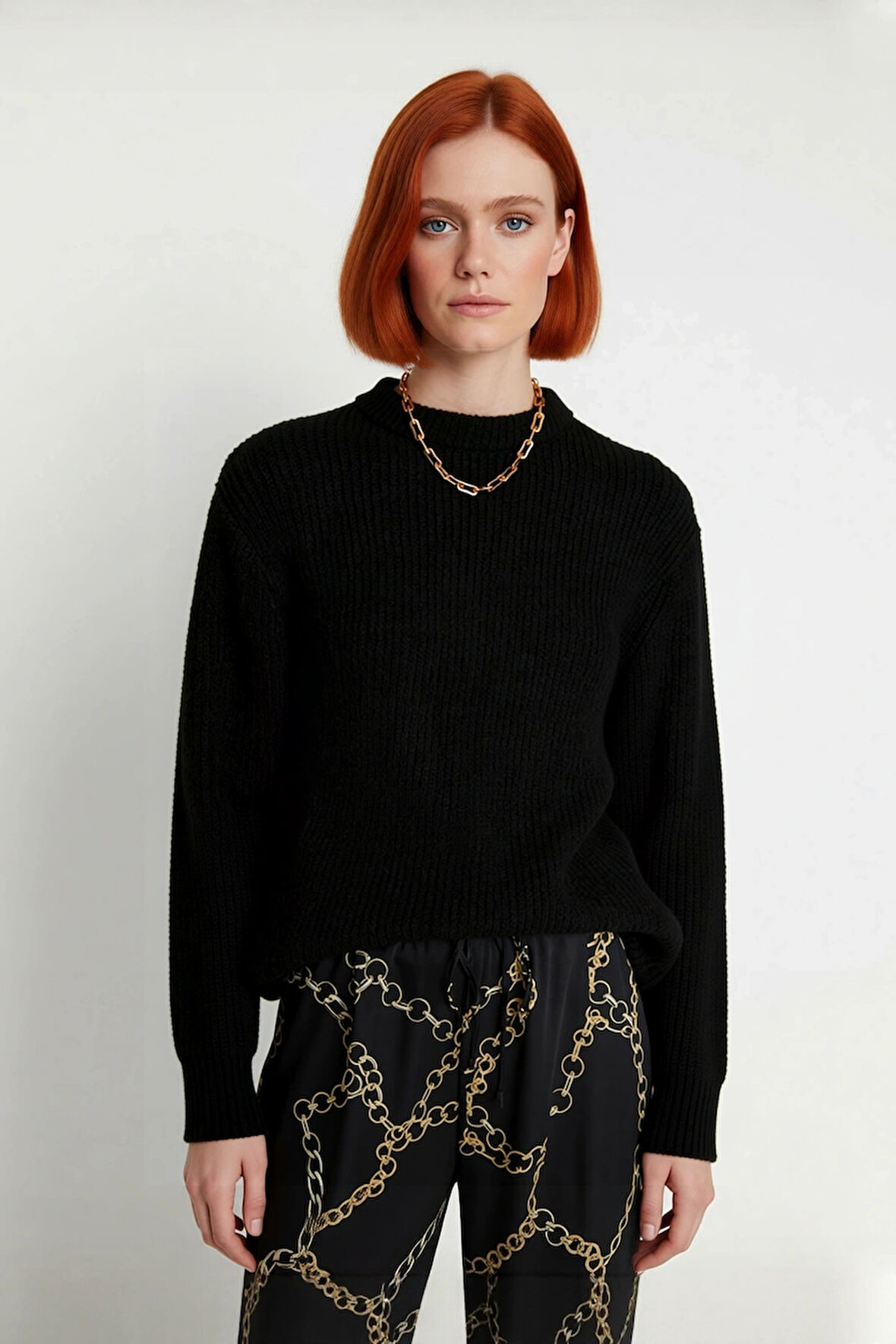 Kadın Basic Oversize Bisiklet Yaka Uzun Kol Triko Kazak Günlük Konforlu Şık Kışlık Giyim Kaliteli