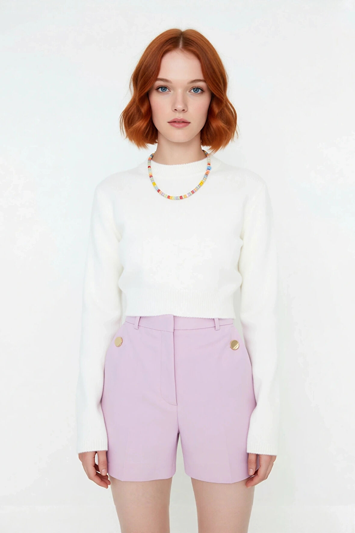 Kadınlara Özel Crop Fitted Akrilik Triko Kazak Modern Basic Şıklığıyla Günlük Kombinler İçin