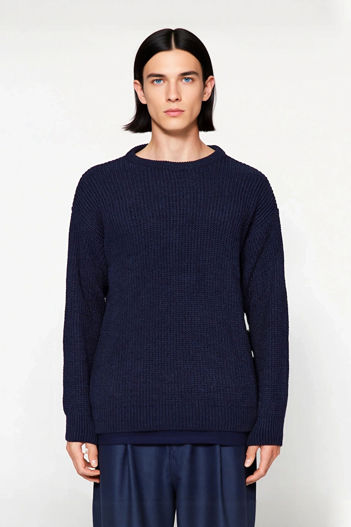 Soğuk Kış Günleri İçin Erkek Oversize Kalıp Bisiklet Yaka Rahat Triko Kazak Basic Stil Kaliteli