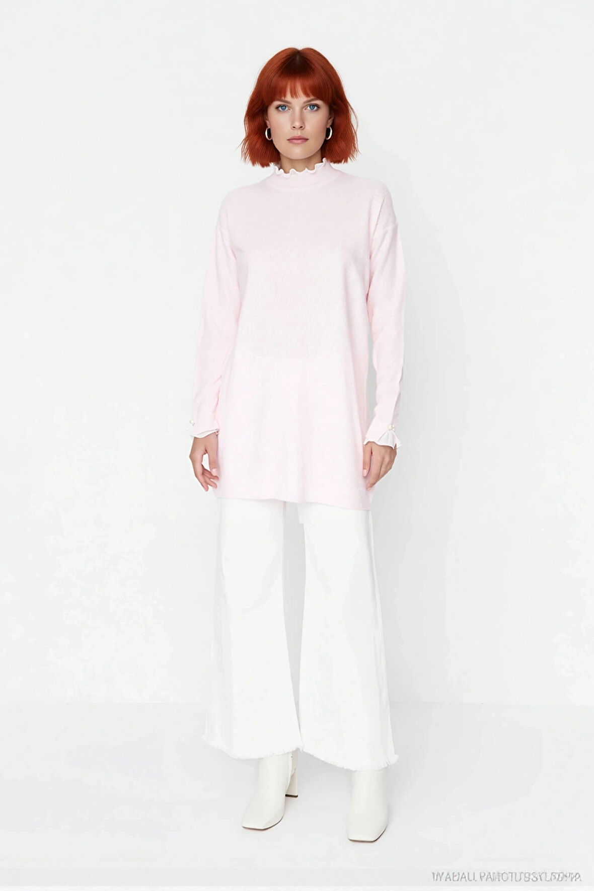 Kadın Casual Ortam Regular Kalıp Bisiklet Yaka Düz Desen Uzun Kol Triko Tunik Kazak Stili Kaliteli