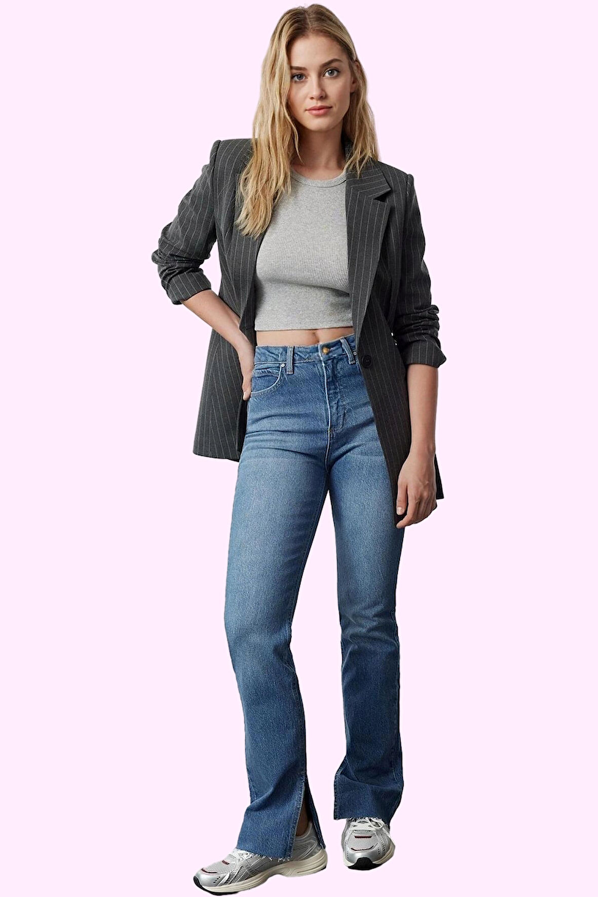 Kadın Denim Flare Jean Yüksek Bel 5 Cep Esnek Günlük Ve Şık Kombinler Yaz Aylarının Vazgeçilmezi