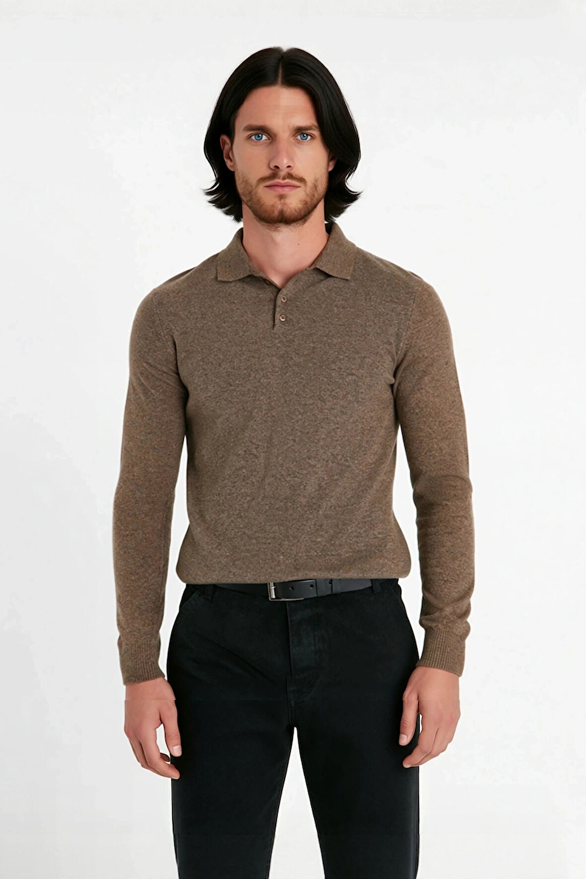 Erkek Smart Polo Yaka Triko Kazak Fitted Kalıp Uzun Kollu Günlük Tarz İçin İdeal Seçim Kaliteli