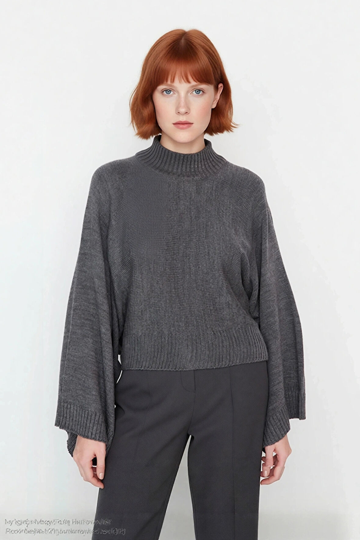 Kadın Geniş Kalıp Uzun İspanyol Kol Dik Yaka Triko Kazak Kış Kombinlerinin Vazgeçilmezi Kaliteli