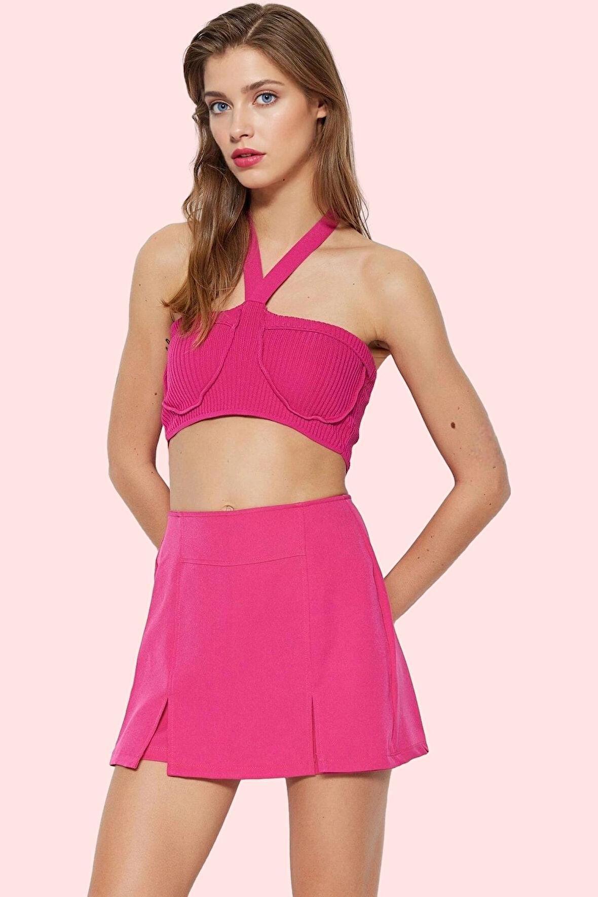 Kadın Finike Dokuma Şort Etek Yüksek Bel Kısa Boy Dar Paça Casual Günlük Stil Modern Tasarım