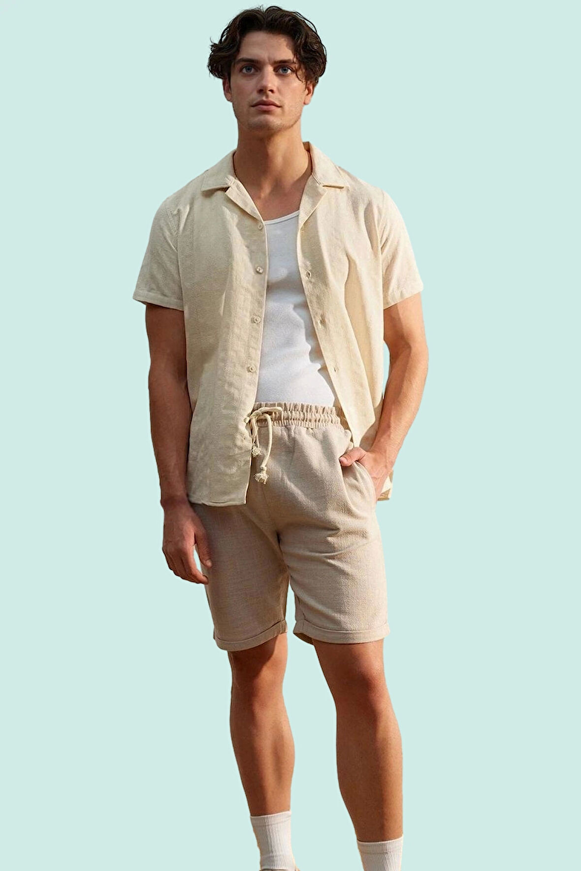 Erkek Pamuk Şort Rahat Straight Kalıp Yazlık Kombin Günlük Kullanım Yaz Aylarının Vazgeçilmezi