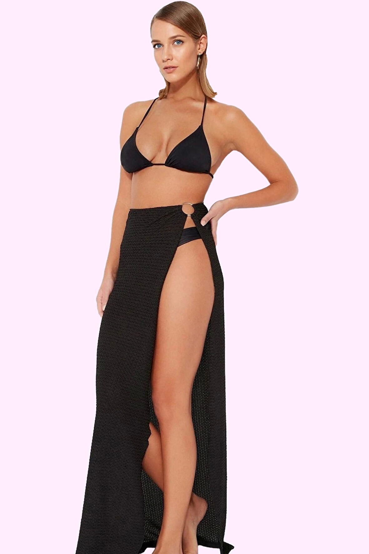 Kadın Aksesuarlı Plaj Eteği Maxi Boy Kalem Kalıp Yazlık Günlük Kullanım Yaz Aylarının Vazgeçilmezi