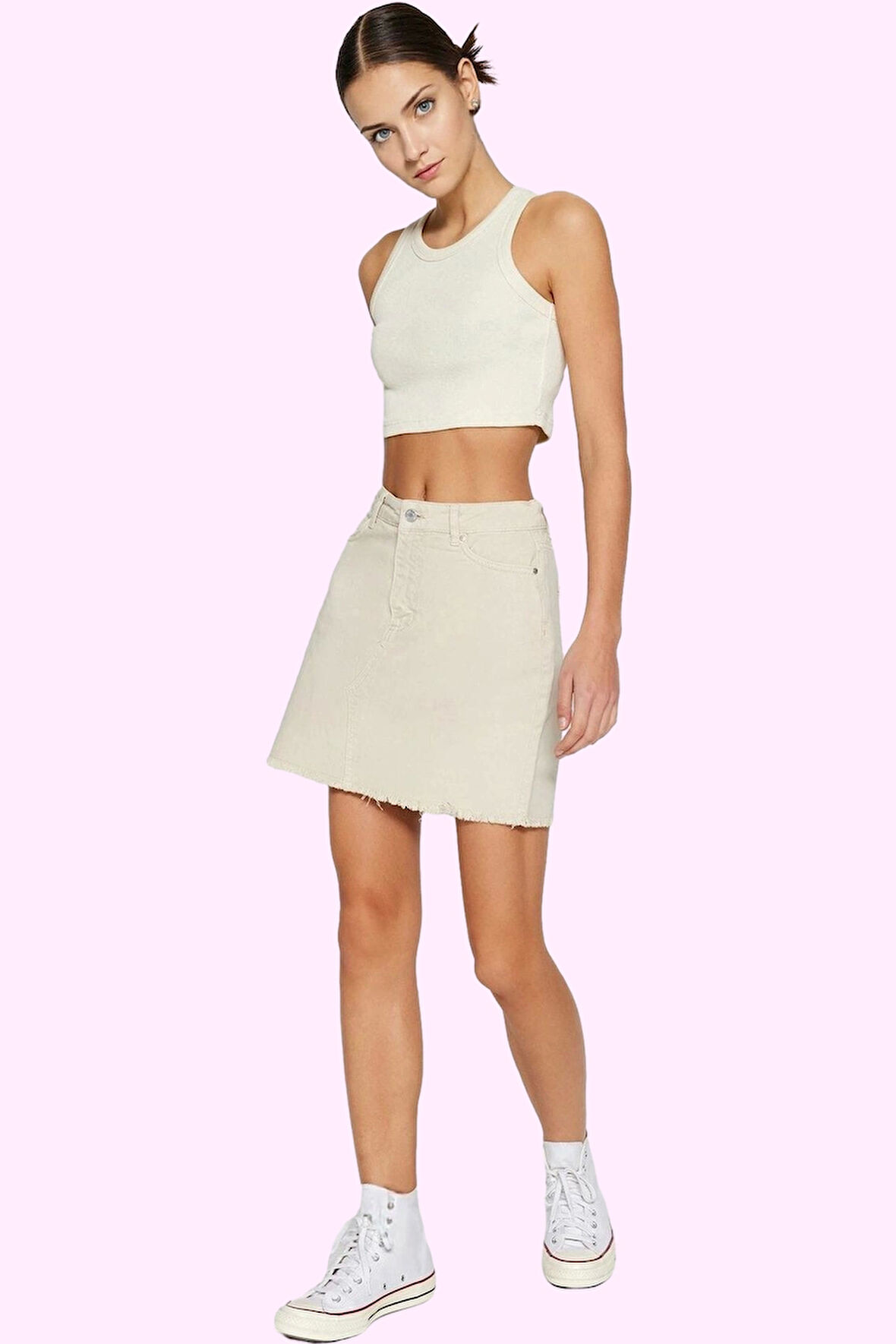 Kadın Denim Mini Etek A line Kalıp Pamuk Yazlık Günlük Kullanım Yaz Aylarının Vazgeçilmezi