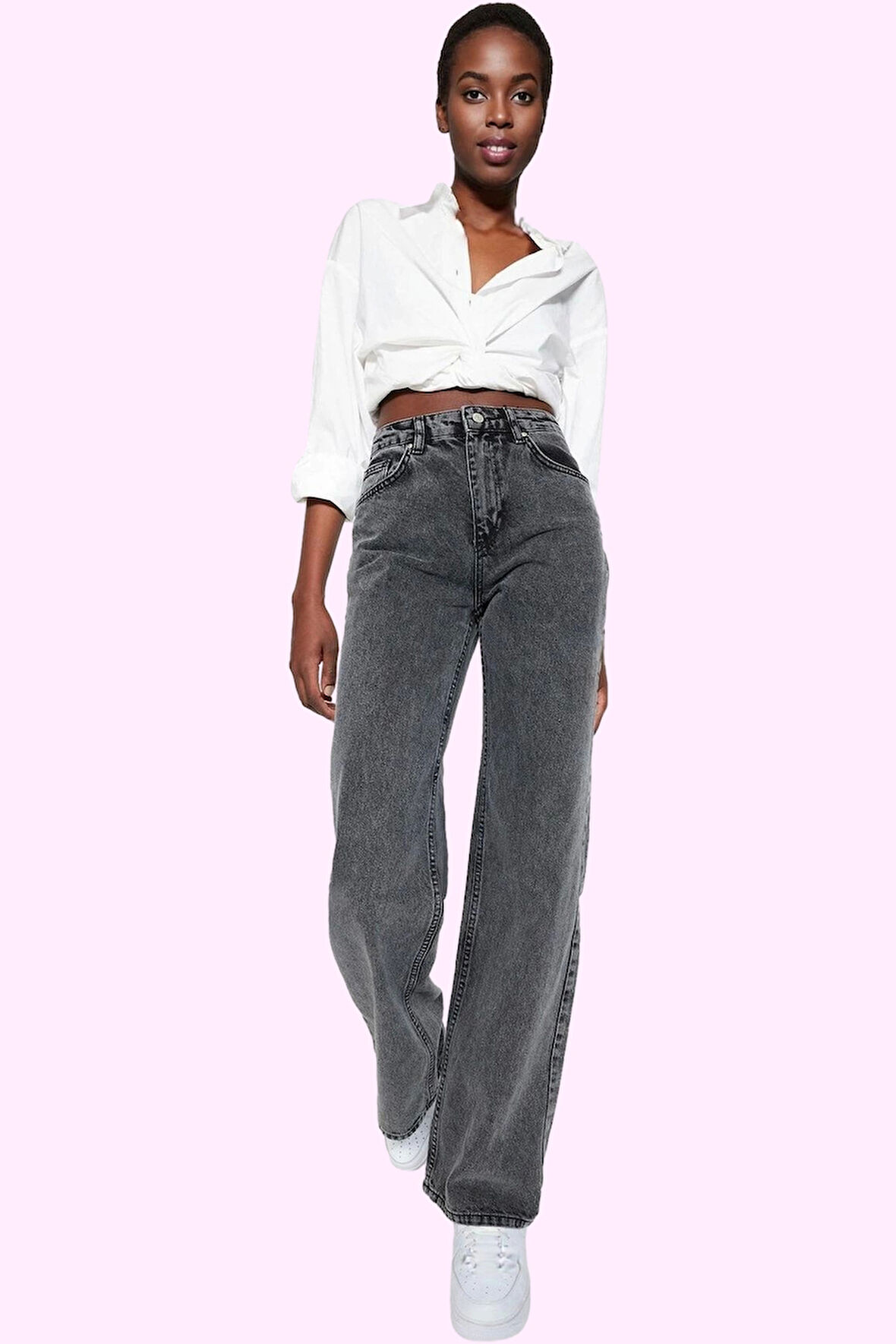 Kadın Pamuk Denim Wide Leg Jean Yüksek Bel Rahat Günlük Stil Hafta Sonu Yaz Aylarının Vazgeçilmezi