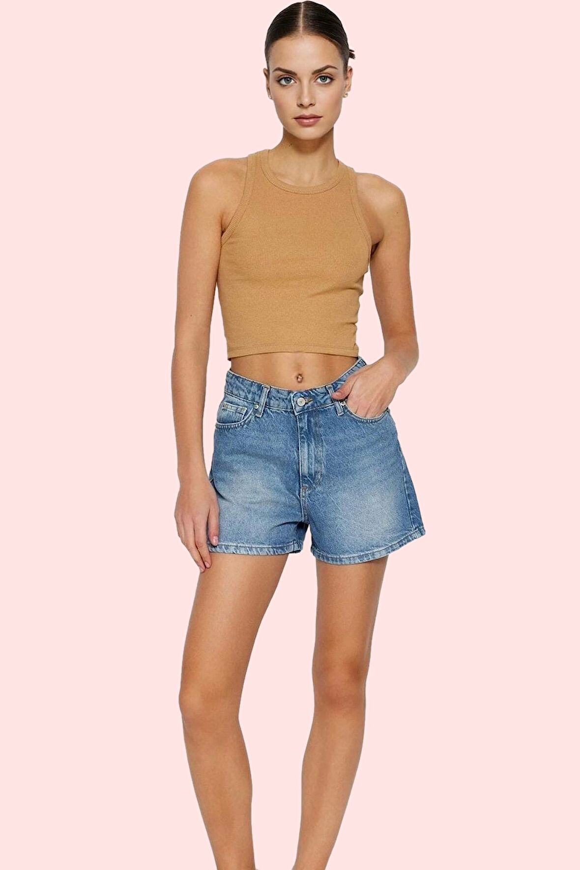 Kadın Pamuklu Denim Şort City Short Kalıp Mom Siluet Rahat Günlük Yaz Stilin Buluştuğu Yer