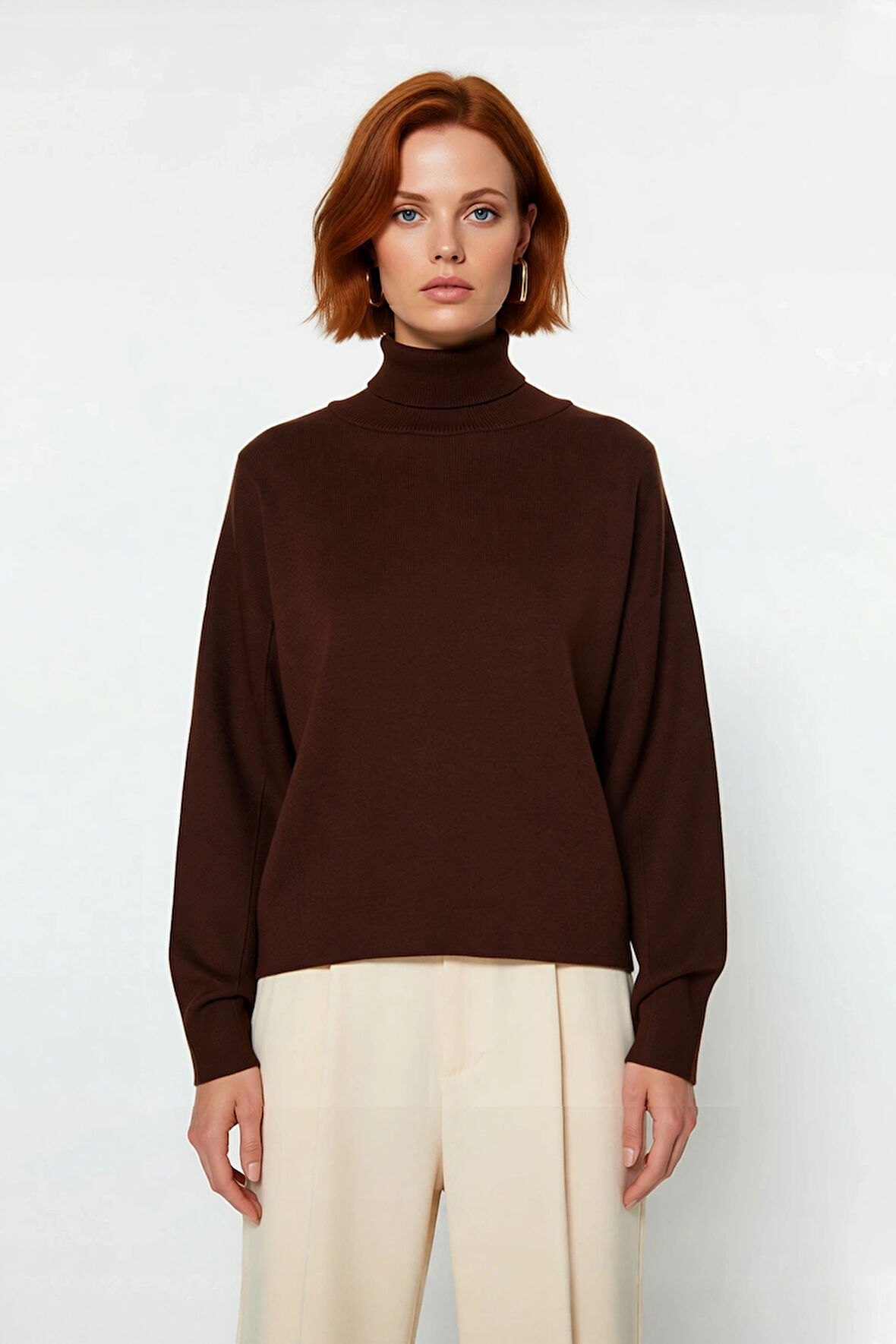 Kadın Günlük Akrilik Oversize Balıkçı Yaka Triko Kazak Konforlu Ve Şık Kış Kombinleri Kaliteli