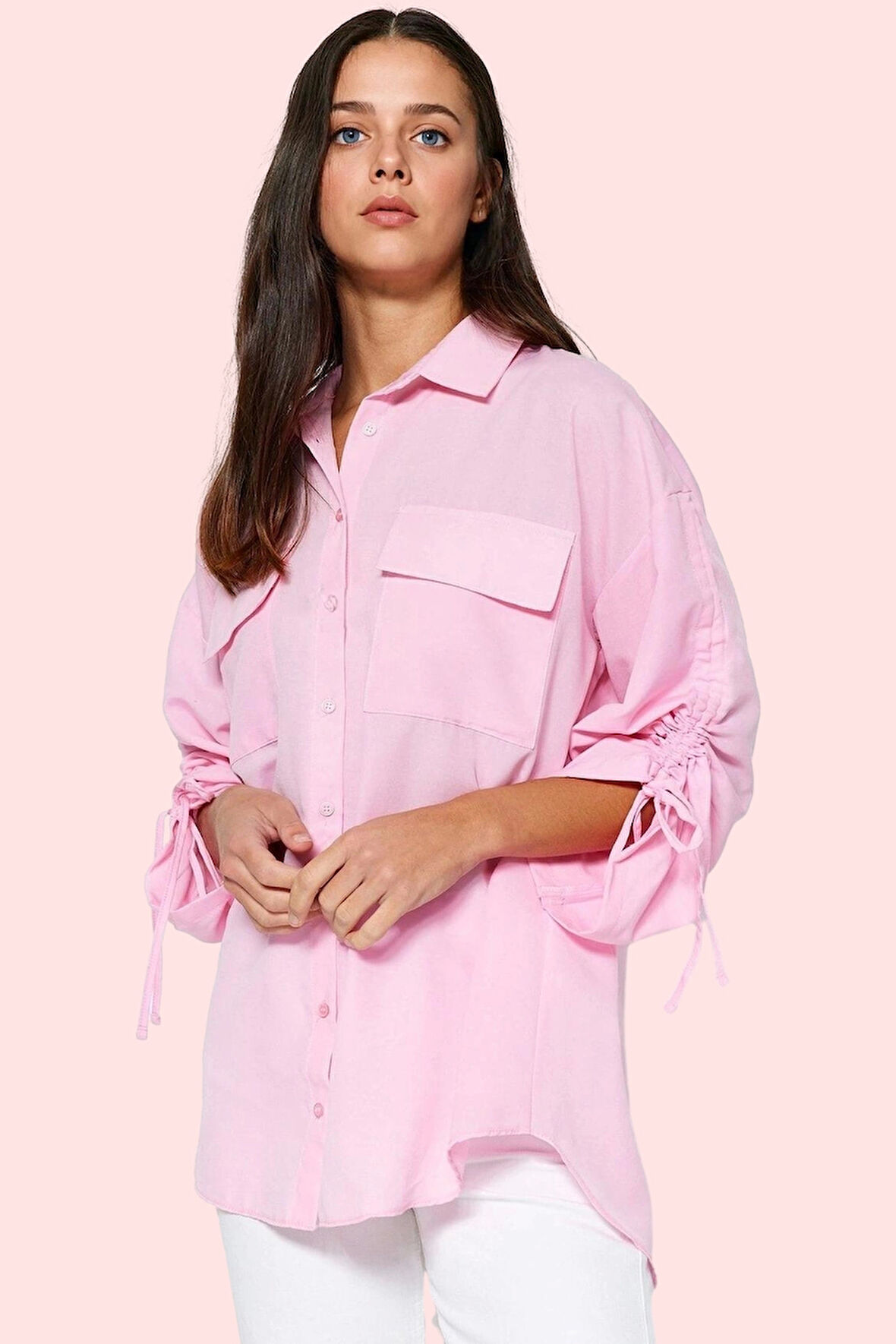 Kadın Uzun Kollu Pamuklu Gömlek; Ramadan Koleksiyonu Rahat Kalıp Günlük Stil Modern Tasarım