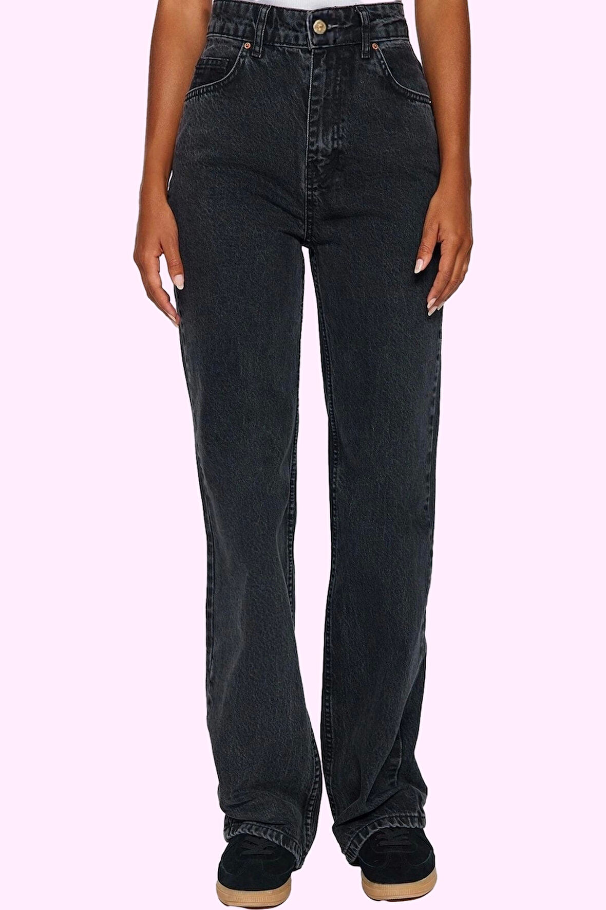 Kadın Denim Pantolon Yüksek Bel Geniş Paça Pamuk Günlük ve Şık Hafta Sonu Kaliteli Malzeme