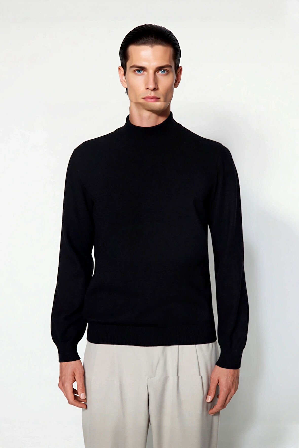 Soğuk Havaların Vazgeçilmezi Erkek Regular Fit Triko Kazak Dik Yaka Konforlu Düz Tasarım Kaliteli