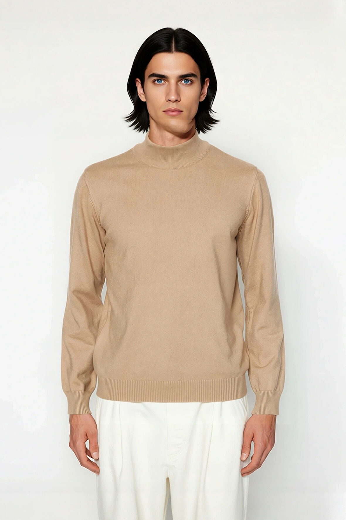 Soğuk Havaların Vazgeçilmezi Erkek Regular Fit Triko Kazak Dik Yaka Konforlu Düz Tasarım Kaliteli