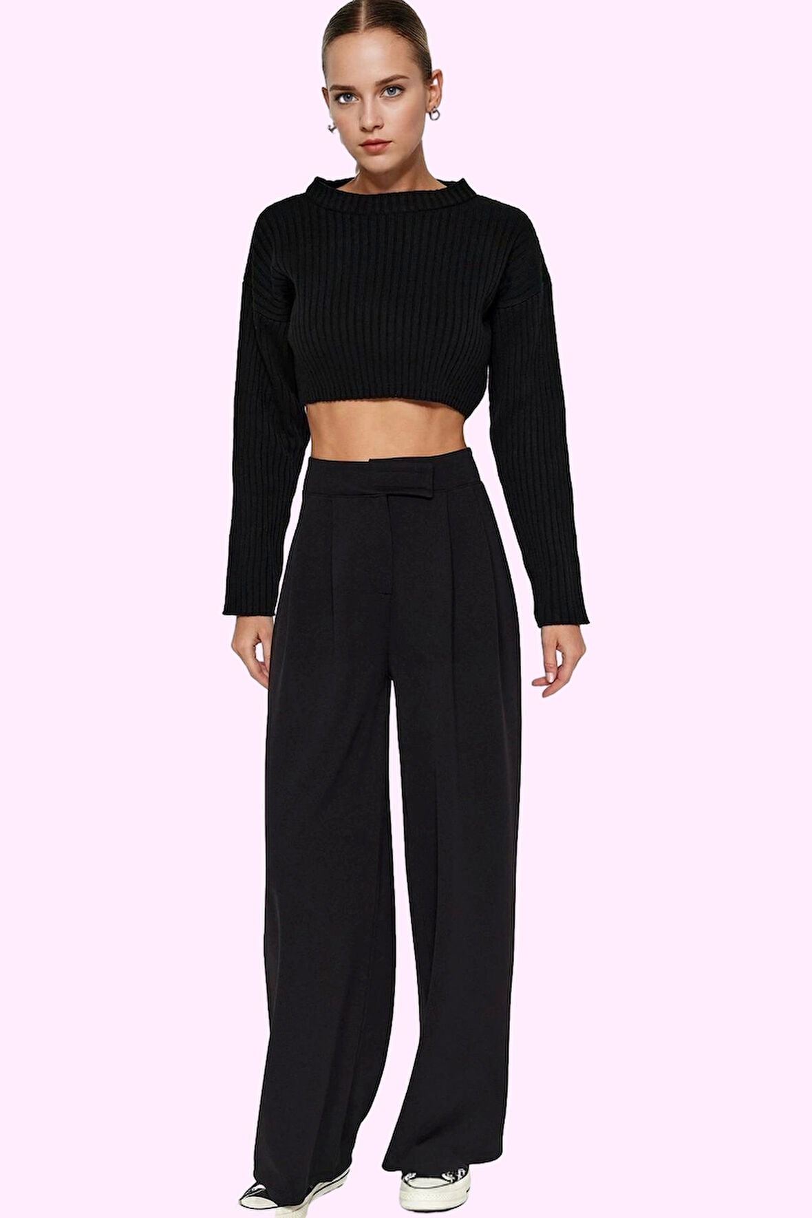 Kadın Renk Casual Yüksek Bel Geniş Paça Pantolon Günlük Kullanım Yaz Aylarının Vazgeçilmezi