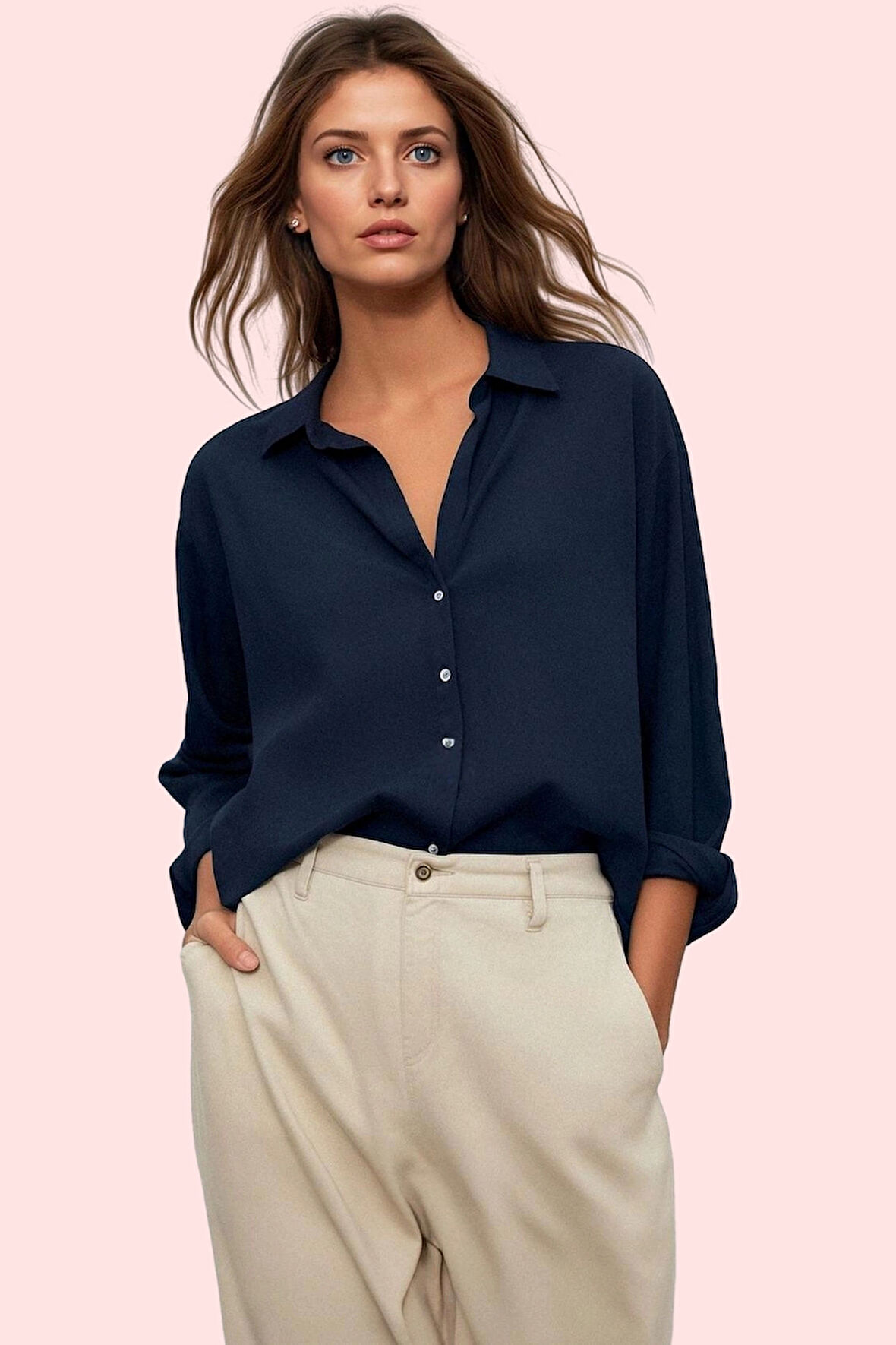 Kadın Basic Gömlek Viskoz Shally Dokuma Oversize Kalıp Günlük Stil Yaz Aylarının Vazgeçilmezi