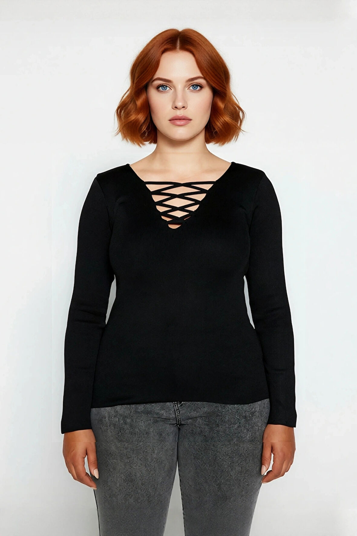 Kadın Bodycone Siluet Uzun Kollu Düz Desenli Triko Kazak Gündüz Gece Kombinlere Şık Uyum Sağlar