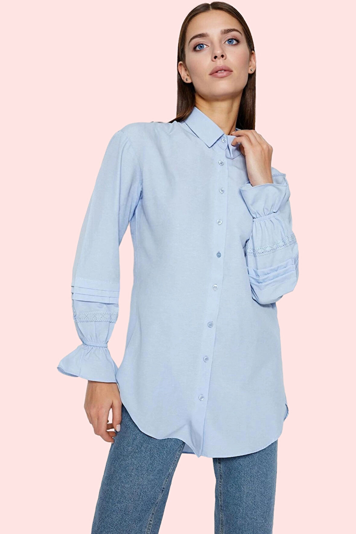 Kadın Terrycotton Bluz Regular Kalıp Düğmeli Kapatma Yazlık Günlük Yaz Aylarının Vazgeçilmezi