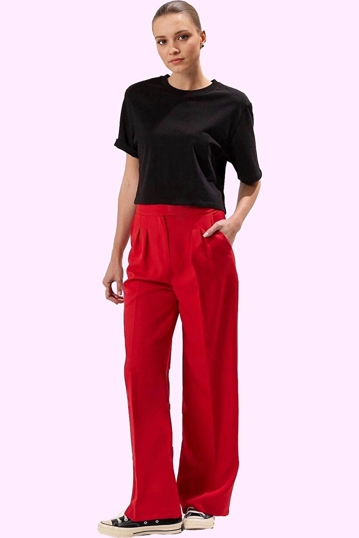 Kadın Regular Pantolon Finike Dokuma Kumaş Casual Stil Rahat Kesim Yaz Aylarının Vazgeçilmezi