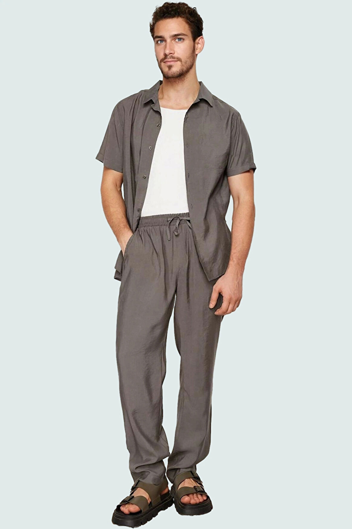 Erkek Lastikli Beli Pantolon Modal Karışımlı Rahat Günlük Ve İş Hayatı İçin Modern Tasarım