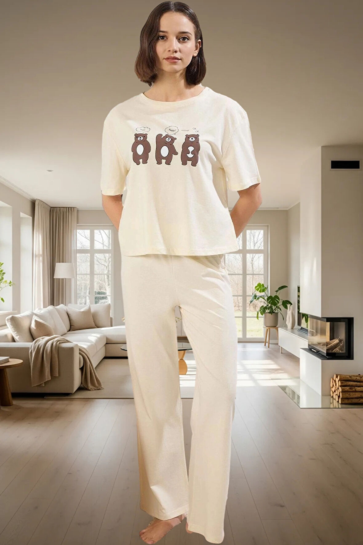 Pamuklu Pijama Takımı Rahat Regular Kalıp Boru Paça Kaliteli İşçilik