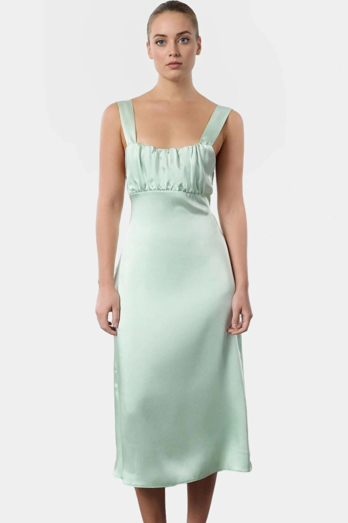 Rahat ve Şık Saten Midi Elbise Günlük Özel Günler İçin İdeal Profesyonel Görünüm Modern Stil