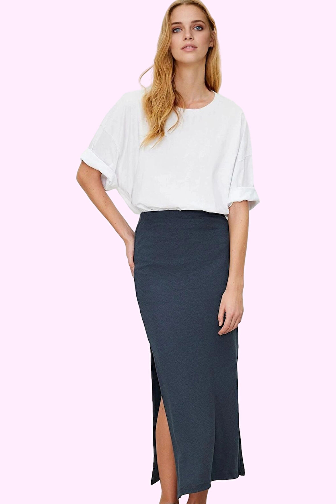 Kadın Yüksek Bel Maxi Etek Kaşkorse Dokuma Pamuklu Rahat Günlük Yaz Aylarının Vazgeçilmezi