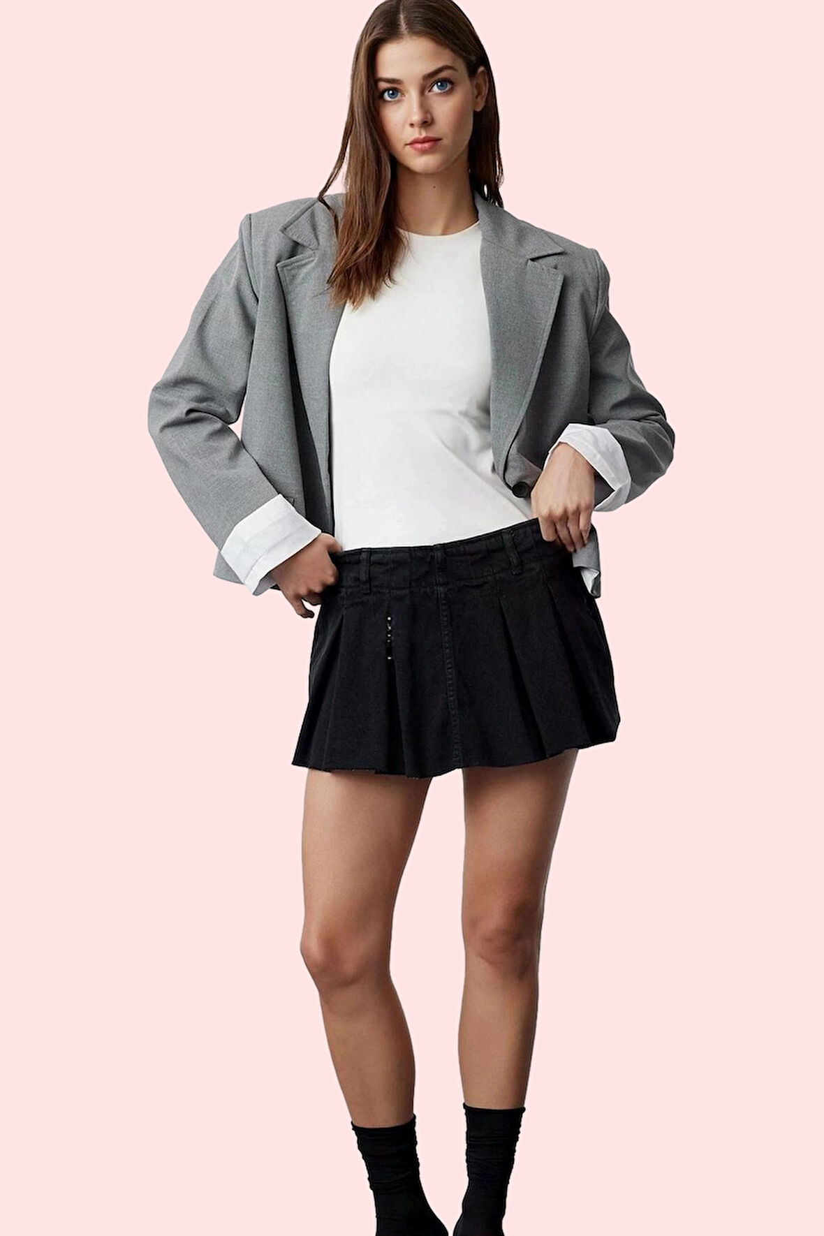 Kadın Denim Şort Etek Pamuk Yüksek Bel Geniş Paça Casual Stil Günlük Kullanım Modern Tasarım