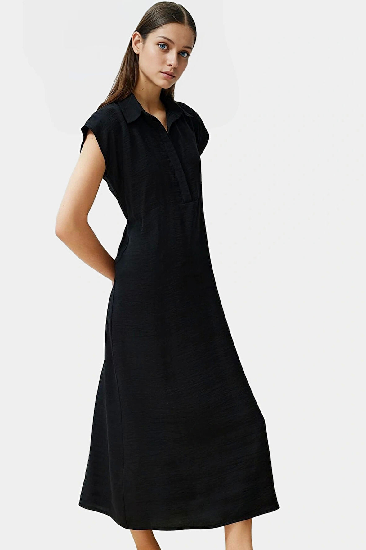 A line Kısa Kollu Elbise Viskoz Kumaş Günlük Şıklık Özel Tasarım Modern Stil Trend