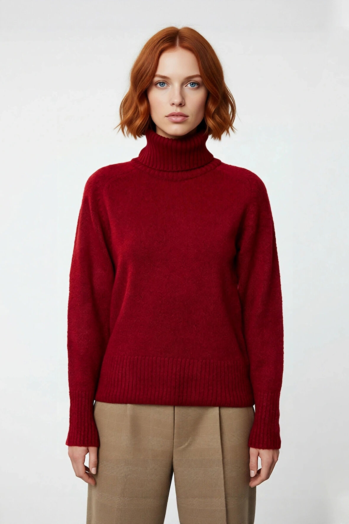 Kadınlara Özel Regular Kesim Balıkçı Yaka Triko Kazak Reglan Kol Kış Günleri İçin Şık Ve Rahat