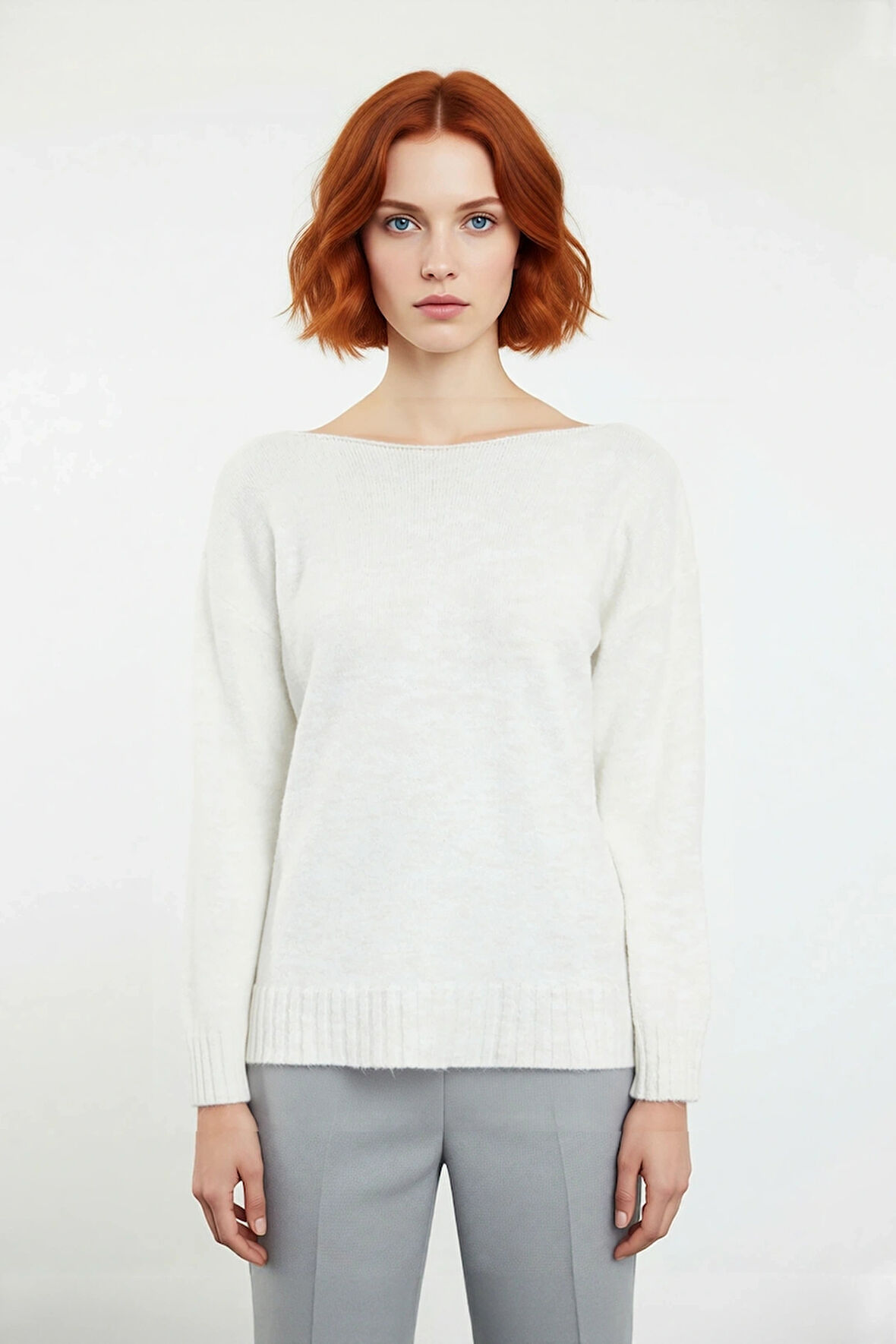 Kadın Basic Kayık Yaka Oversize Triko Kazak Rahat Ve Şık İlkbahar Sonbahar Günlerine Özel Kaliteli