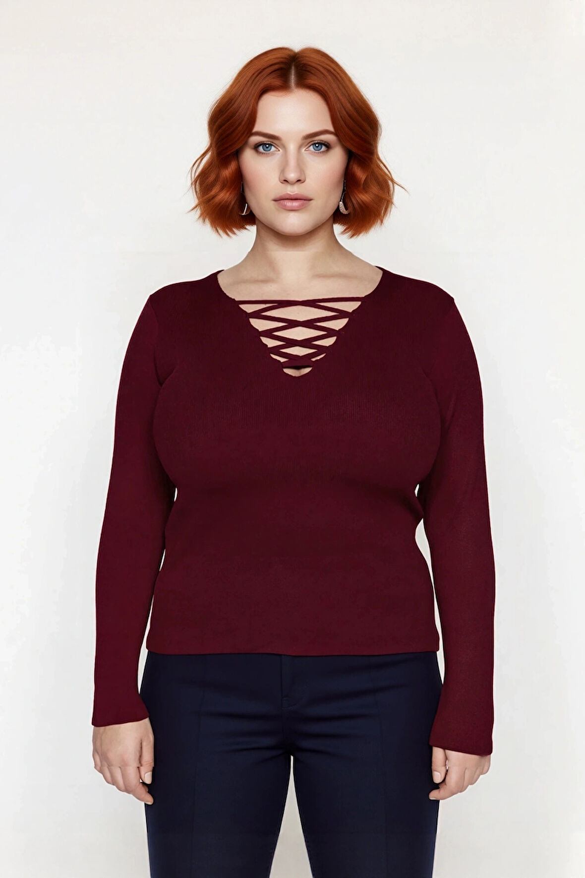 Kadın Bodycone Siluet Uzun Kollu Düz Desenli Triko Kazak Gündüz Gece Kombinlere Şık Uyum Sağlar