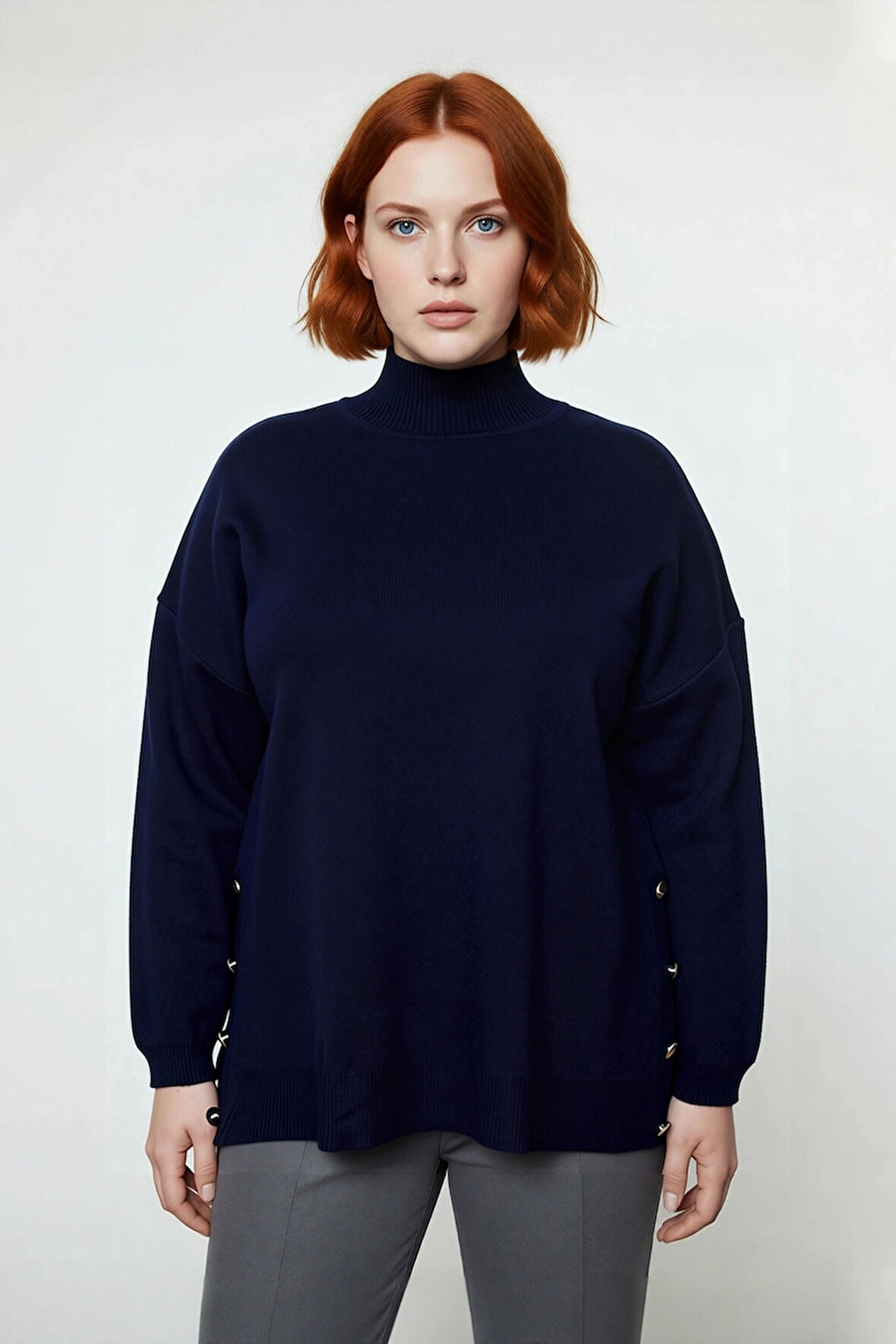 Kadın Günlük Akrilik Balıkçı Yaka Rahat Kesim Triko Kazak Uzun Kollu Soğuk Havanın Vazgeçilmezi