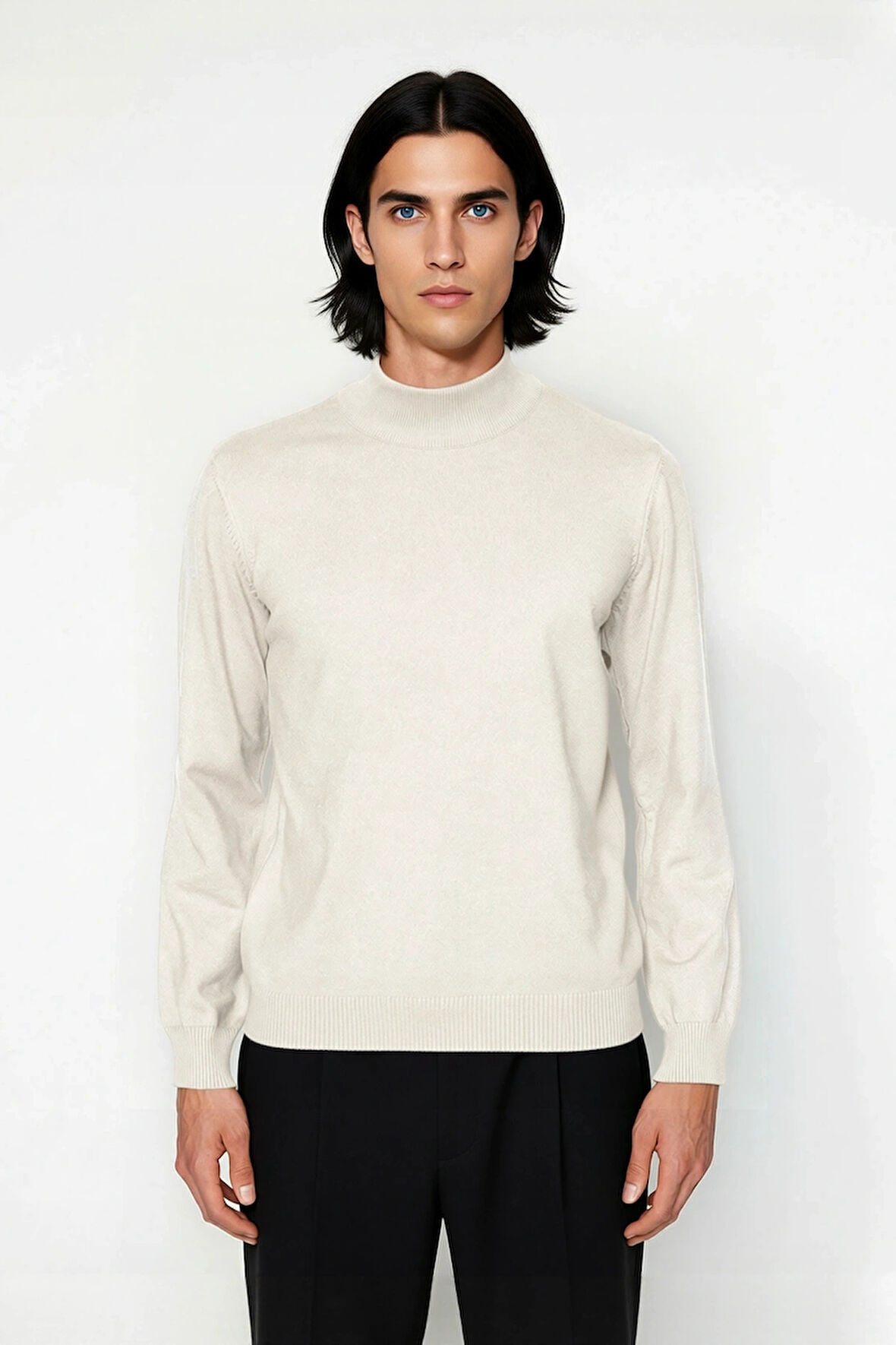 Soğuk Havaların Vazgeçilmezi Erkek Regular Fit Triko Kazak Dik Yaka Konforlu Düz Tasarım Kaliteli