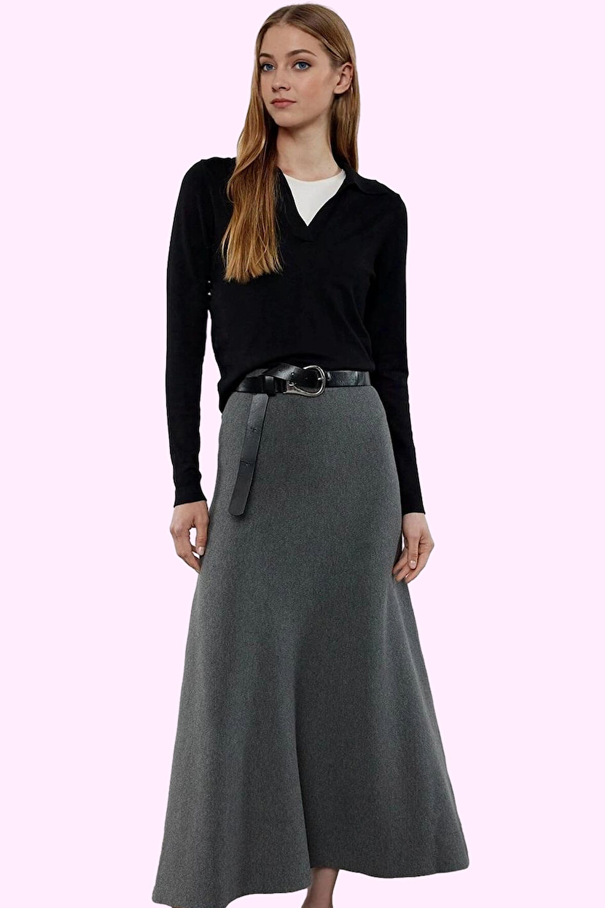 Kadın A line Triko Maxi Etek; Kemer Detaylı Günlük Kullanım İçin Yaz Aylarının Vazgeçilmezi