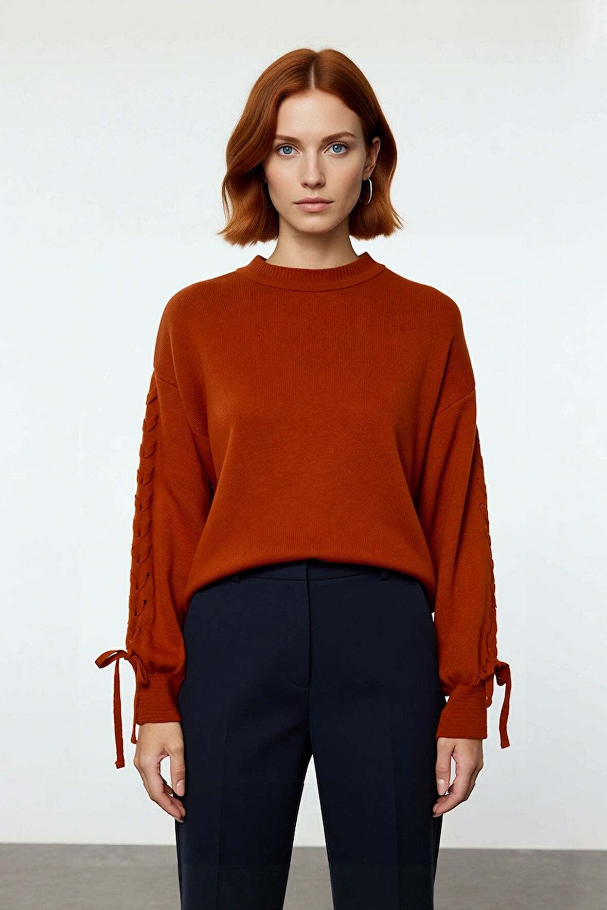 Kadın Günlük Kullanım İçin Regular Kalıp Bisiklet Yaka Düşük Kol Akrilik Triko Kazak Tunik Kışlık