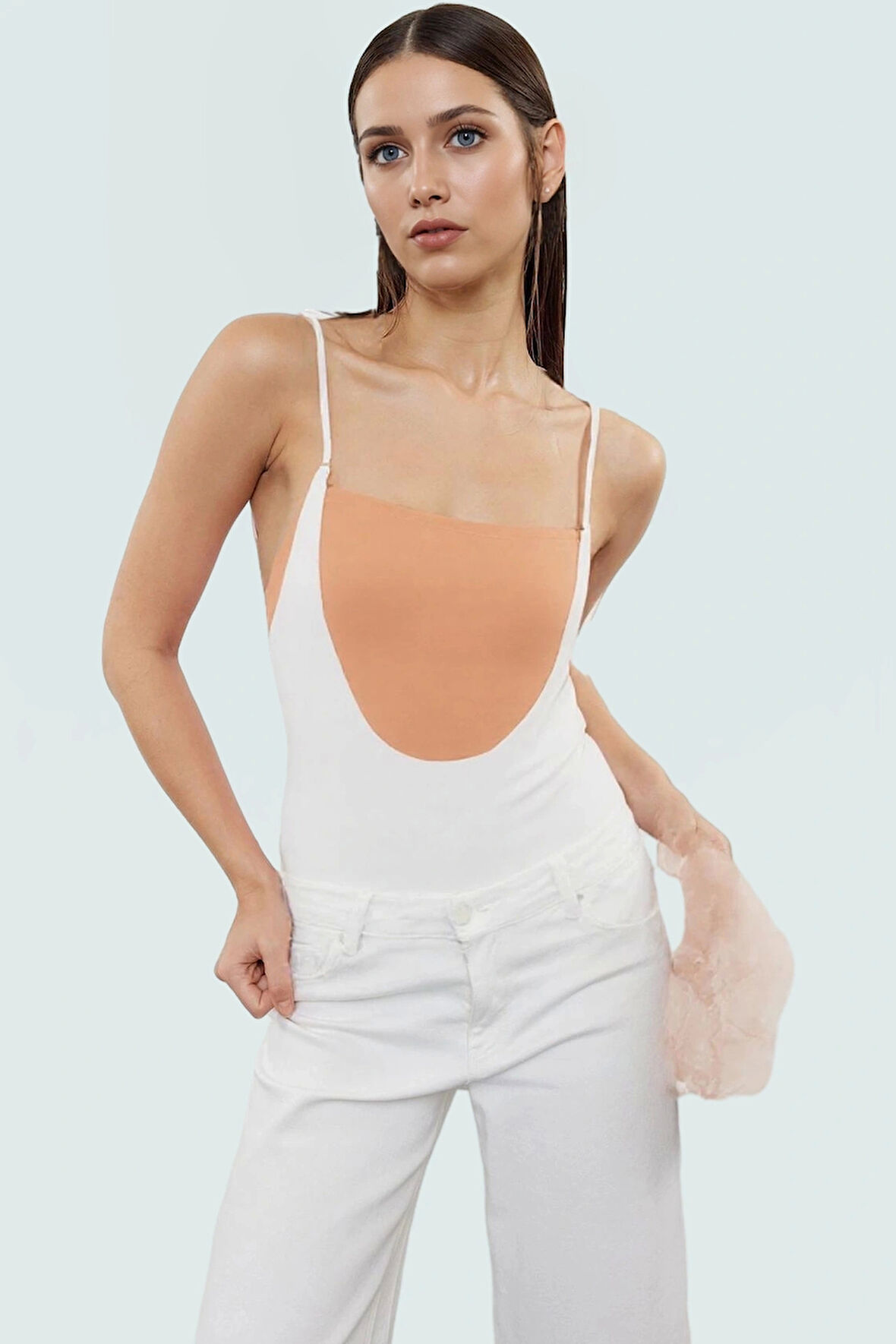 Büzgülü Örme Bluz Rahat Şık Fitted Kalıp Kare Yaka Modern Stil Görünüm